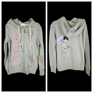 Love Stitch butterfly girl hoodie jacket with whimsical design Size Small NEW